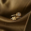 Double Layer Flower Shape Gold Color Open Ring
